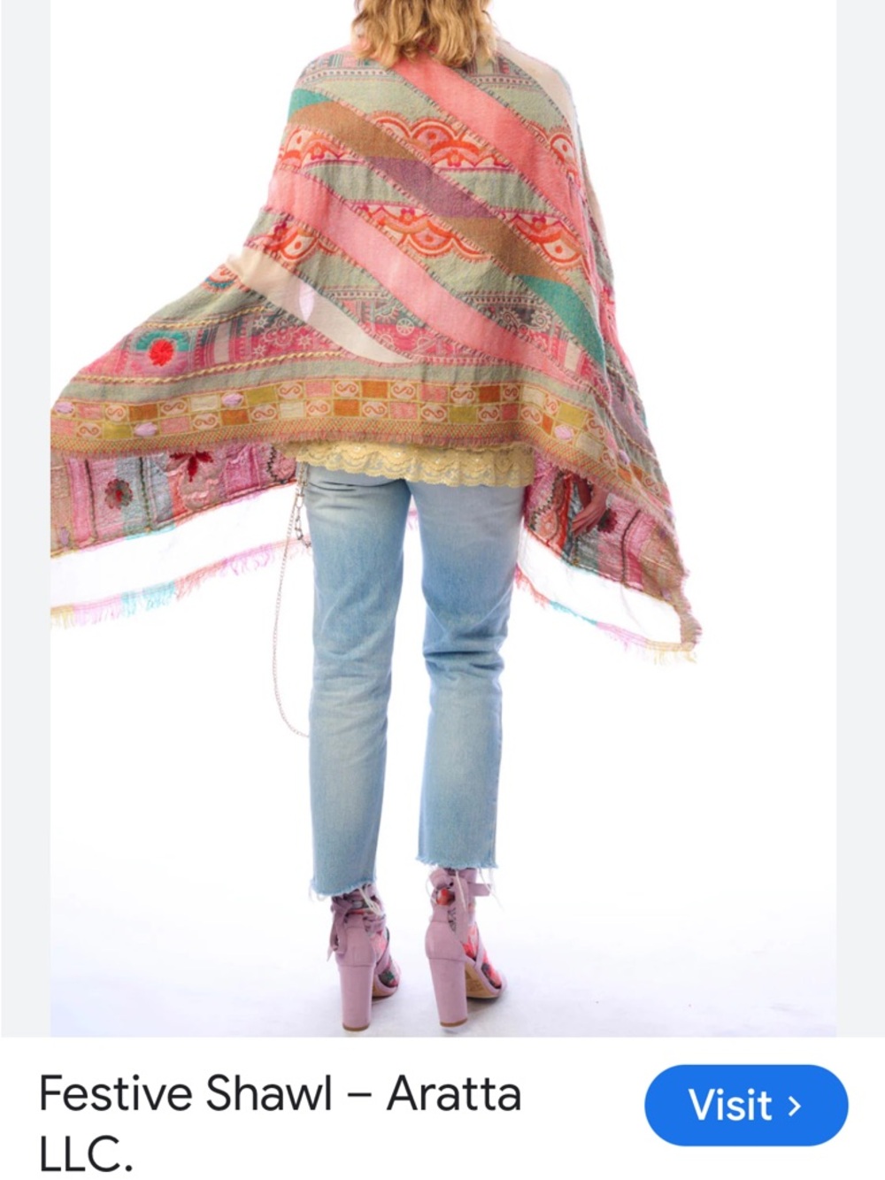 AKABA Multicolor Festive Shawl Wrap - Floral Pattern - Picture 4 of 7